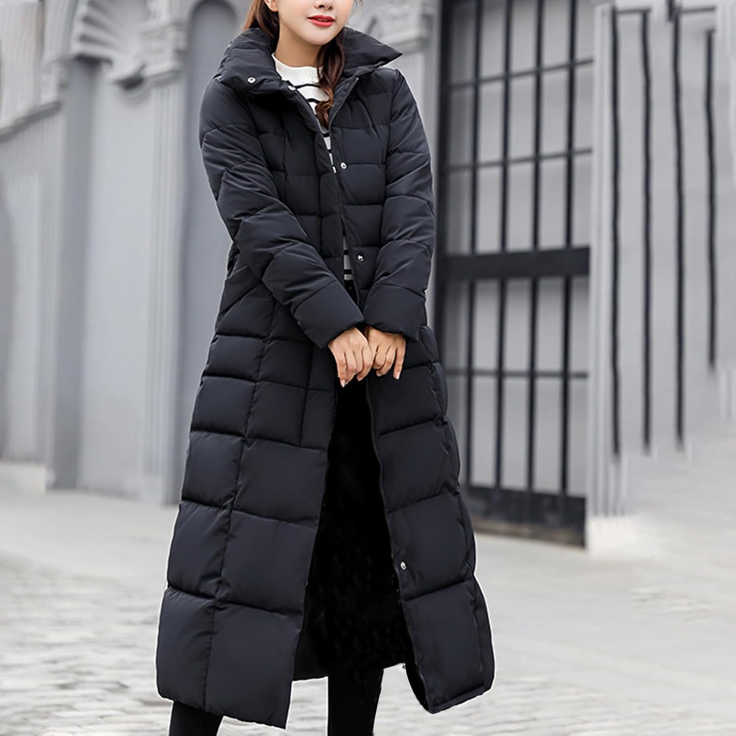 Women Fashion Hooded Coat 2025 Quilted Long Puffer Jackets Waterproof Warm Winter Maxi Length Parka Coats - Image 2
