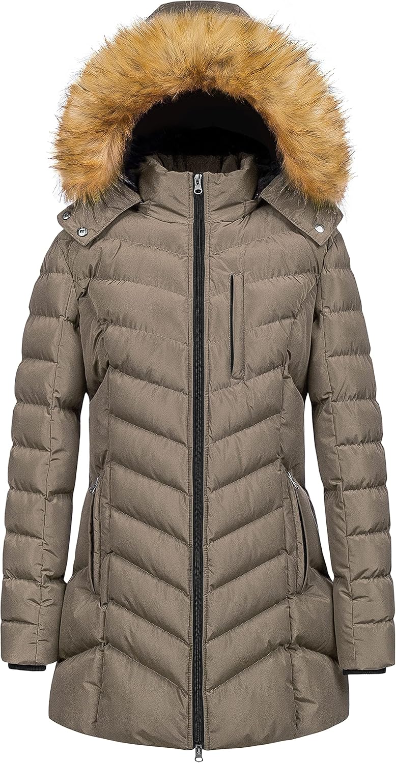 US Women Winter Hooded Coat Waterproof Warm Long Puffer Jacket Parka